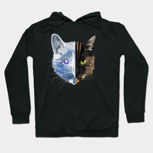 Tortoiseshell Cat Digital Art (Invert Left) Hoodie